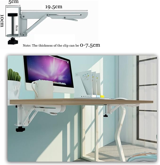 V3VOGUE 90° Foldable Desk Extender Armrest Shelf, Extended Desktop and Space Saver, Clamp-On Keyboard Drawer Tray, with K-Bracket, Ergonomic Computer Elbow Arm Support Relieve Fatigue