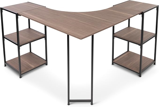 CB Home Square Modular Storage System (Black/Walnut, Corner Desk w/Open Shelves)