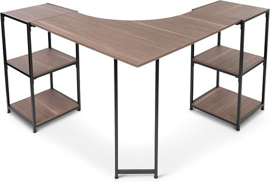 CB Home Square Modular Storage System (Black/Walnut, Corner Desk w/Open Shelves)