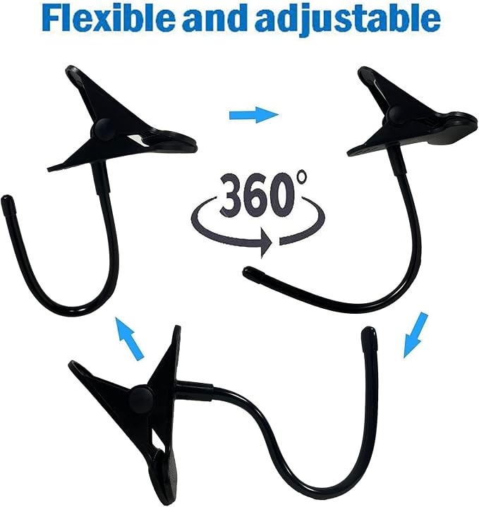 AUXPhome Headphone Stand with Adjustable Hook, Metal Headset Holder, Flexible Tip, Clamp-On, Universal Thickness, Vertical and Horizontal Mount, for Desk up to 2 inch (50MM) - 744591662932