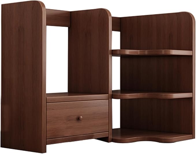 Corner Desk Bookshelf with Cabinet，Study/Working Tabletop Corner Storage Rack, Suitable for Home Office, Dorm (Walnut 50cm(19.7")*30cm(11.8"))