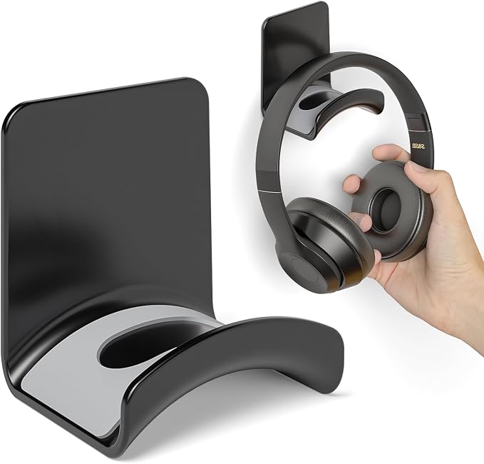 2 Pcs Headphone Stand Wall Mount Mini Headphone Hook Holder with Strong Adhesive Headset Stand Headset Holde (ZY88 wall Mount 2pcs)