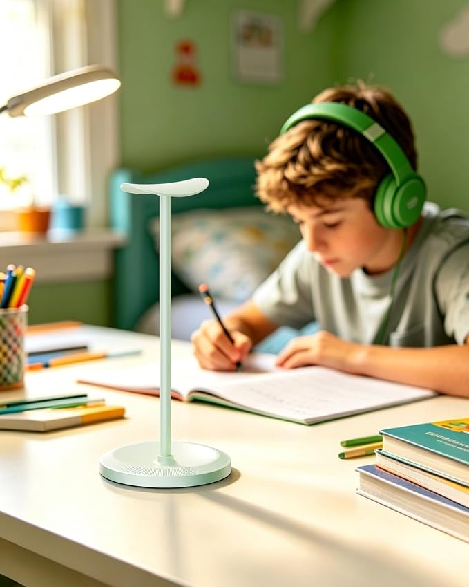 Headphone Stand, Desktop Headset Holder, Green | Earphone Stand, Gaming Headphone Hanger, Enlarged Headrest Heavy Base, Office Desk Accessories for All Headphones Size