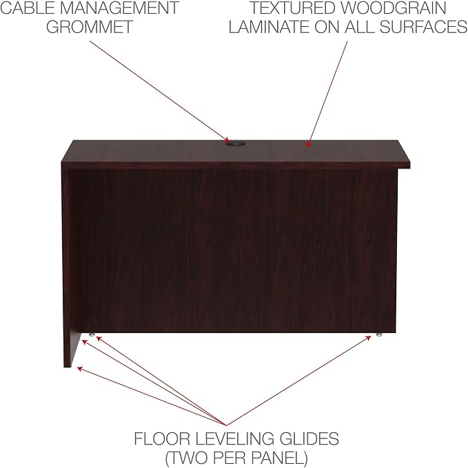 Alera Valencia Series 48 by 24 by 29-1/2-Inch Reversible Return Bridge Shell, Mahogany
