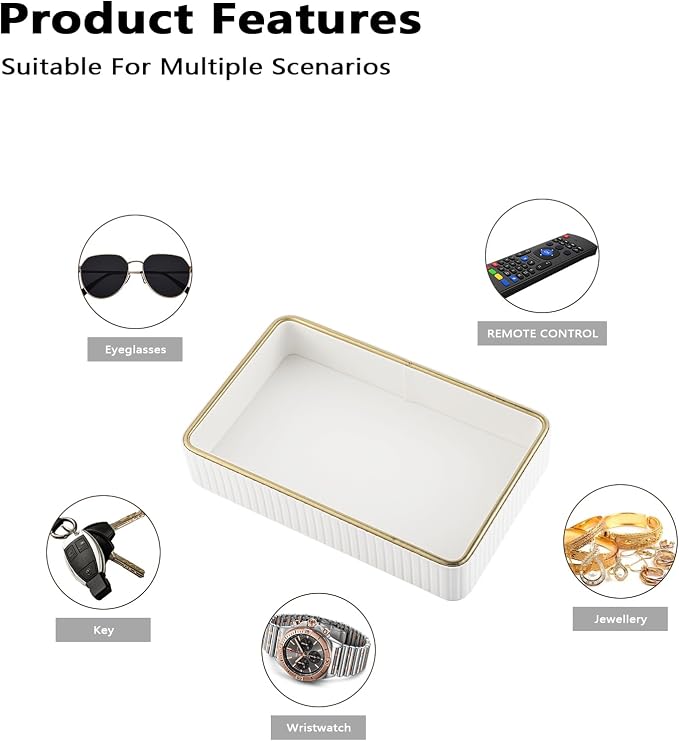 PU Leather Valet Tray,Desk Organizer Tray Nightstand Organizer Trinket Dish Storage Key Bowl Decorative Trays for Phone Wallet Jewelry Watch,Bathroom Bedroom Perfume Vanity Trays,Cream