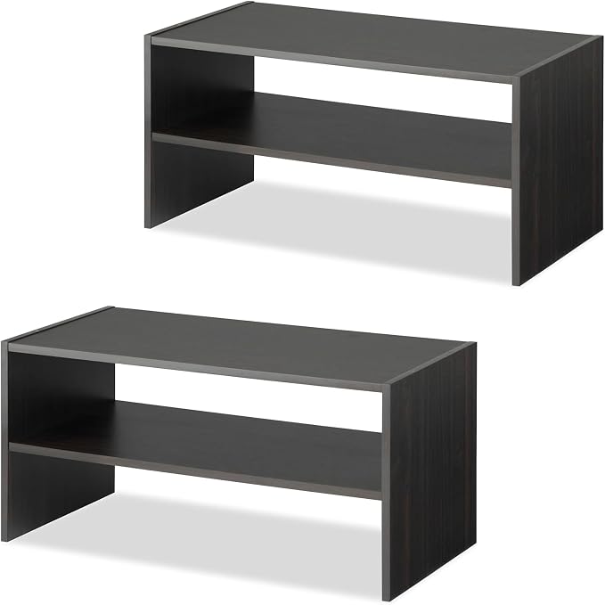 Whitmor Wood Stackable 2-Shelf Shoe Rack, 24 INCH, Espresso，2 Pack