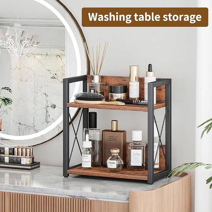 Office Desk Shelf Organizer, Wood Desktop Bookshelf Supplies Storage Rack, Shelf for Top of Desk and Dresser and Cubicle Decor Aesthetic Bookshelf (Bamboo, Small 12.9" Lx6.3 Wx10.2 H)