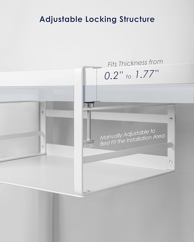 Nxconsu Under Shelf Basket Storage Organizer 2 Pack, Medium 13.4" White | Heavy-Duty Metal Under Shelf Basket Holds 30 lbs, No-Drill Knob-Lock Storage Organizer for Kitchen Cabinet Pantry Cupboard