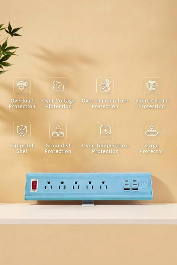 Desk Clamp Power Strip with Nightlight, 40W Fast Charging, 6FT Extension Cord, 4x20W USB-C & 2 USB Ports, 5 AC Outlets, Fits 1.69-Inch Table Edges