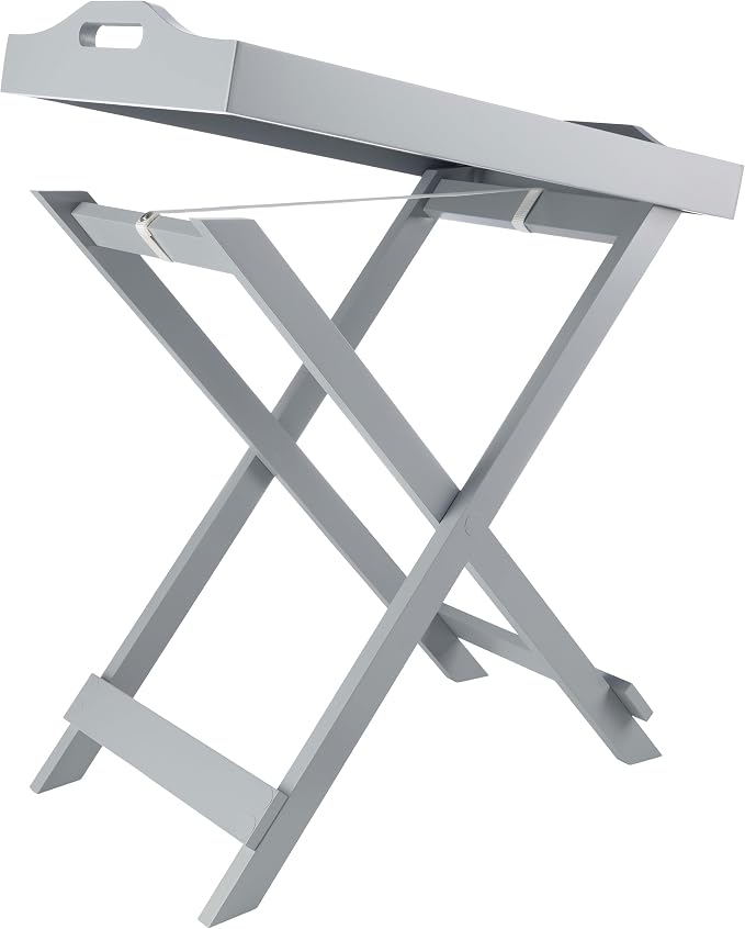 Lavish Home Folding TV Tray Table - Contemporary Side Table with Removable Tray Top for Food Serving, Meals, or Decor in Living Room, Bedroom, or Home Office (Gray)