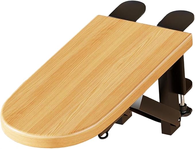 Desk Extension Tray Side Table Workstation Organizer Multifunctional Foldable Space Saving Table Arm Rest Clamp on Desk Shelf 12.4x5.7 inch- Wood 2 Clamp