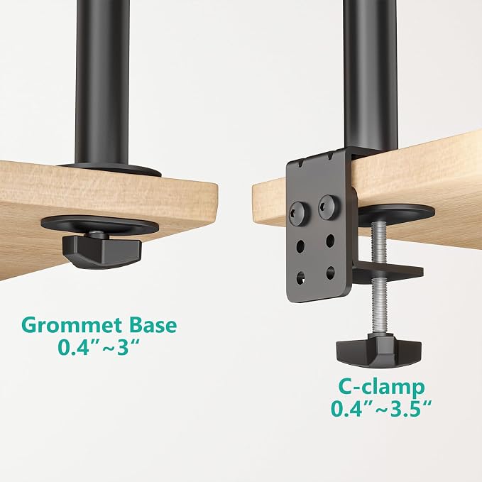 WALI Single Monitor Mount, Single Monitor Arm Desk Mount, Up to 32 inch Ultrawide, Regular Screens up to 27 inches, 22lbs, Adjustable Mount with C-CLAMP for Home Office Application(M001), Black