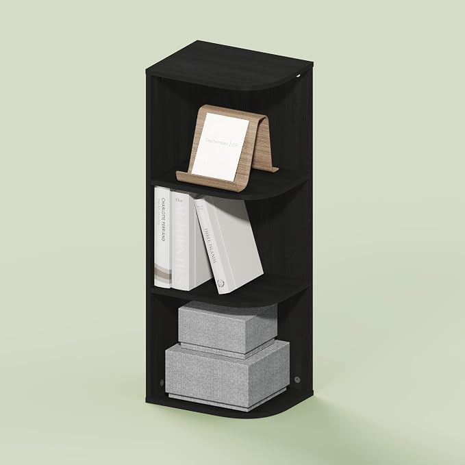 Hagen 3 Tier Organizer Bookcase, Bookshelf, Cube Storage, for Living Room, Home Office, Black Oak