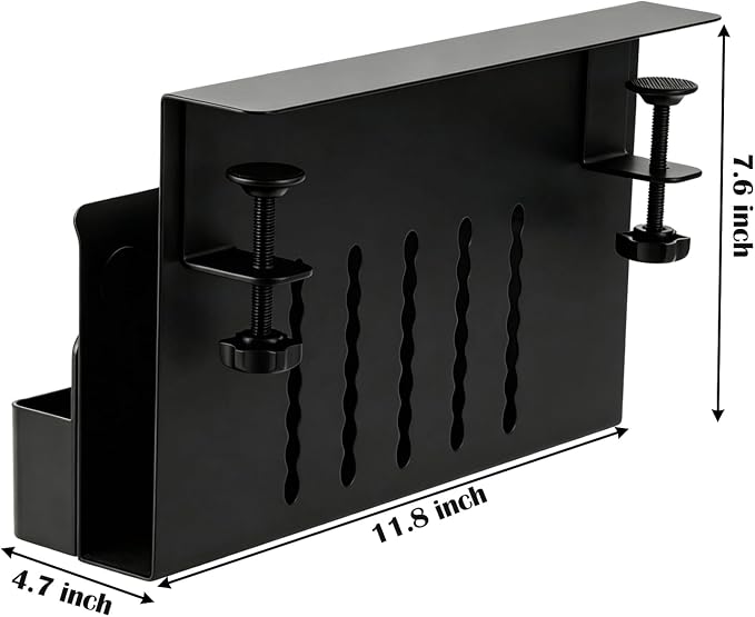 Under-Desk Laptop Mount,Clamp-On Hidden Notebook Holder, No Drill Adhesive-Free Floating Shelf for Desk Organization, Space Saving Workstation