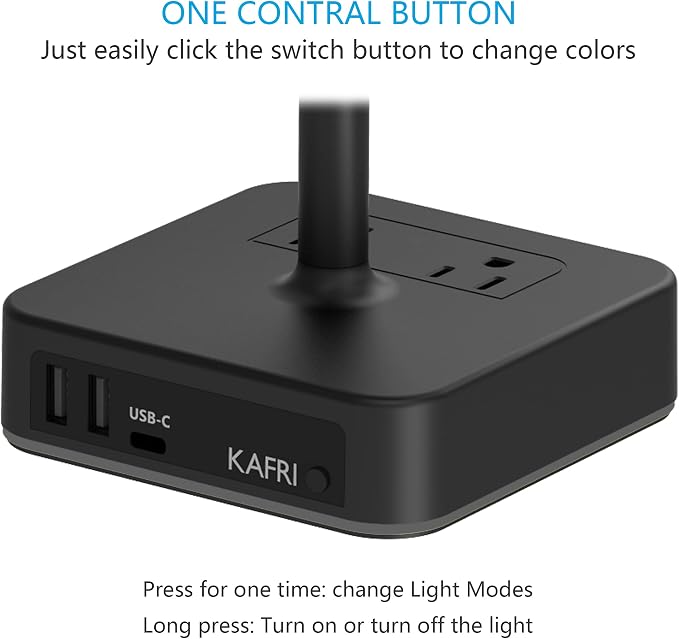 KAFRI RGB Dual Headphone Stand with USB C Charger Desk Gaming Double Headset Holder Hanger Rack with 3 USB Charging Port and 2 Outlet - Suitable for Gamer Desktop Table Game Earphone Accessories Gift