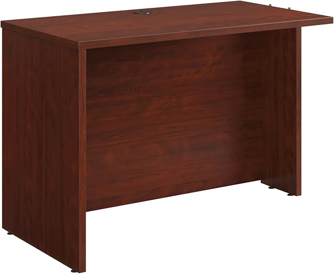 Desk Return, 42 Inch Desk Extension, Office Desk Add On with 1 Inch Melamine Top, Red Finish, Compatible Desks, Left or Right Attachment, Cord Management Grommet