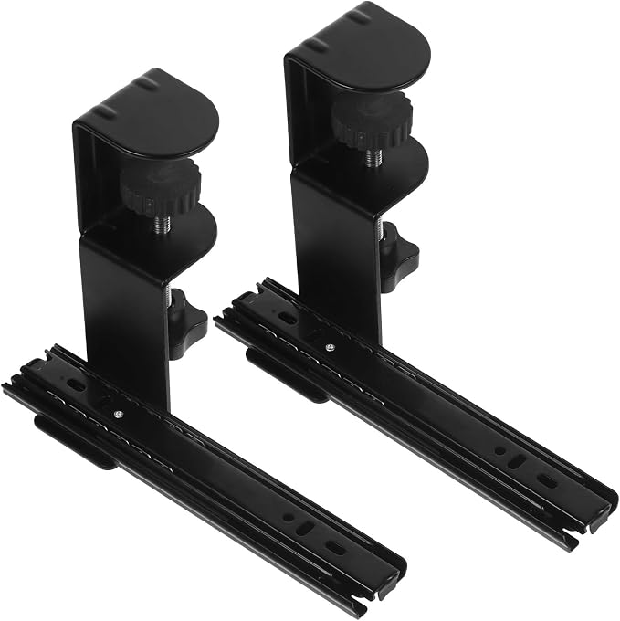 BESTYASH 2 Sets Adjustable Desk Extension Support Bracket with Sliding Rails, Foldable Desktop and Keyboard Shelf, Computer Desk Extender for Office Workspace Organization