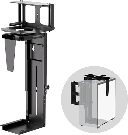 Pholiten Under Desk CPU Mount, Universal Desk Leg CPU Mount, 3.94 to 11.61 Inch Wide Computer Case CPU Hanger Holder, Table Beam CPU Mount Bracket Computer Tower Wall and Under Counter Holder