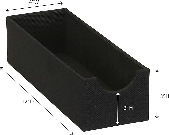 Household Essentials Hard‑Sided Narrow Drawer Organizer Tray, Black, Set of 2