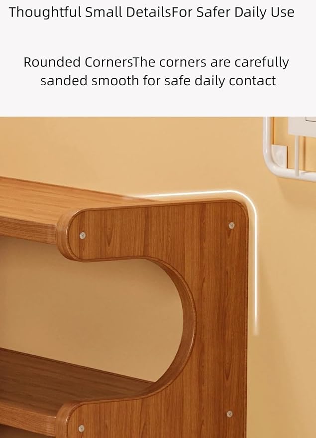 Corner Desktop Organizer Stable Durable, Solid Wood & Multi-Ply Board Corner Storage Shelf Space-Saving Empty Corner Decor with Rounded Edges for Home Office, Bedroom, Living Room and Kitchen