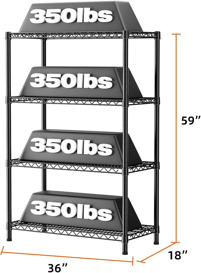 SINGAYE Shelf Closet Wire Shelving：Adjustable Metal Unit for Laundry Room Organization Bathroom Kitchen Home Garage Storage Pantry Rack Shelves
