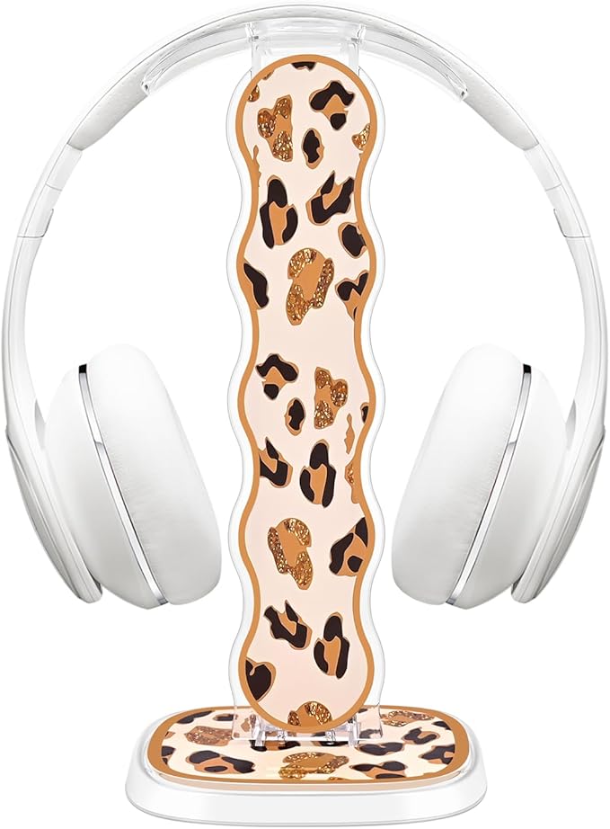CameCosy Leopard Headphone Stand, Compatible with, Sturdy Acrylic Design, Multifunctional for Headphones & Cell Phone