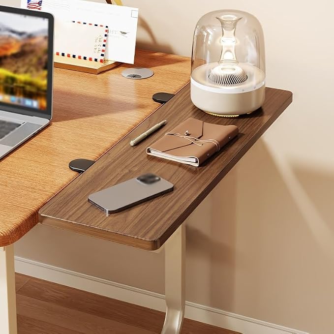 Adjustable Desk Extension, Rounded-edge Desk Extension Tray, 40-pound Weight Capacity, Expands Workspace while Saving Space(Walnut,50cm/7.9in)