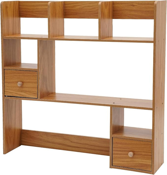 Desktop Bookshelf, Home Office Desk Organizer, Desktop Storage Organizer, for Study Rooms, Offices, Bedrooms, Libraries, Reading Rooms, Etc (Pine Color)