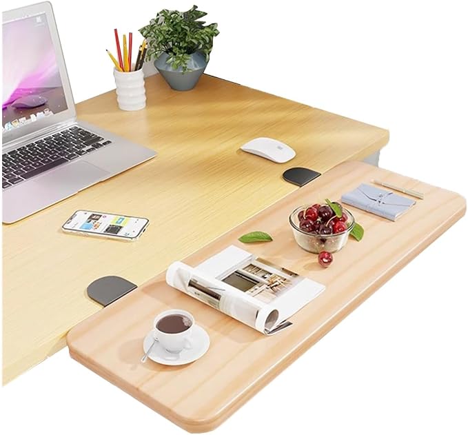 Ergonomic Clamp on Desk Extender Tray for Bookshelf, Dining Table 90° Foldable Table Extender for Desk Office Desk Extension(Yellow,80 * 20cm)