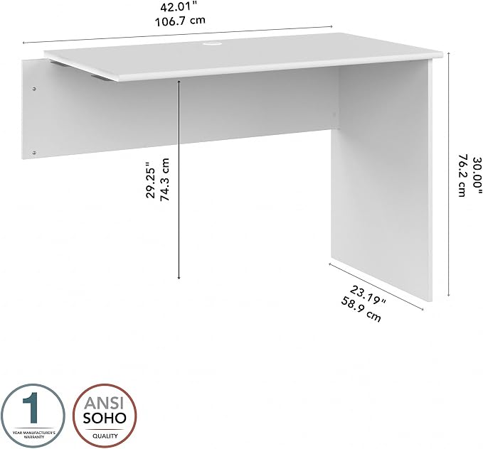 Bush Home Cabot 42W Shell Desk Return in White