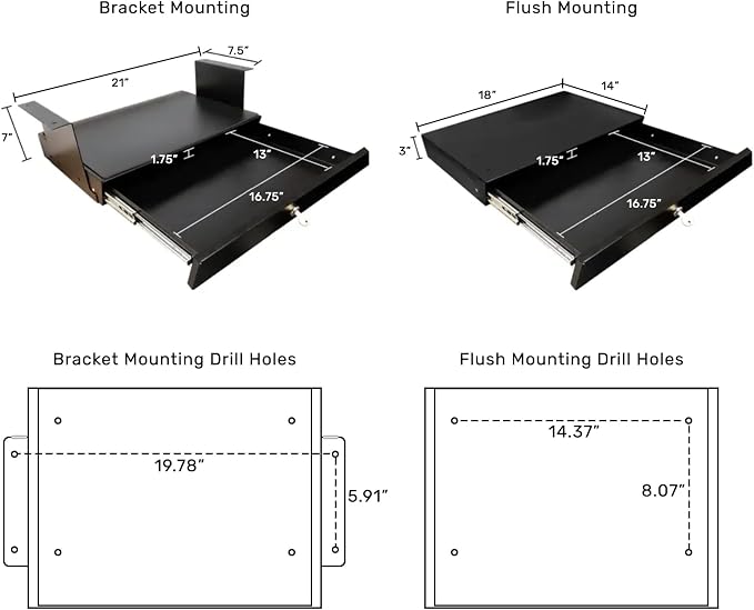 Stand Up Desk Store Add-On Office Sliding Under-Desk Drawer Storage Organizer for Standing Desks (Black, Lockable with Padded Laptop Shelf) 18"