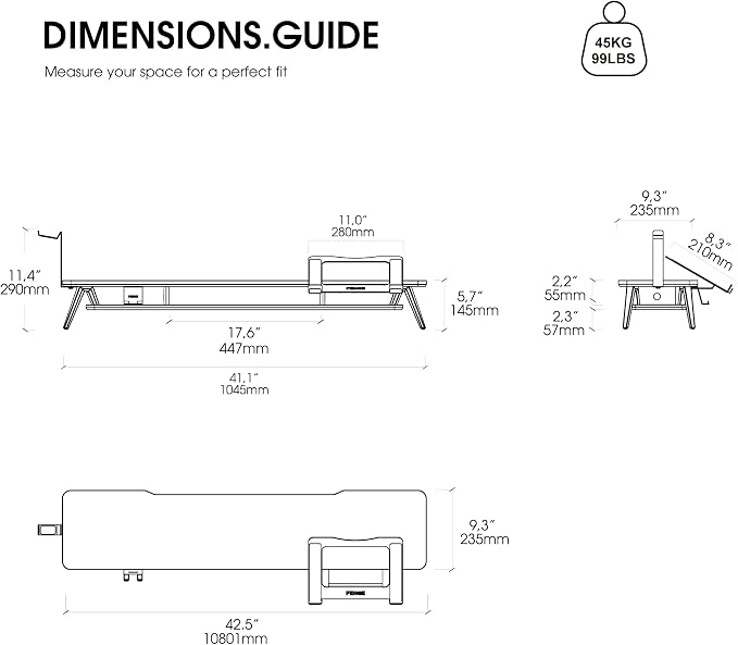 Fenge Dual Monitor Stand, Monitor Riser for 2 Monitors with Adjustable Laptop Riser , 42.5 Inch Desk Shelf for Top of Desk with Phone Holder& Headphone Stand