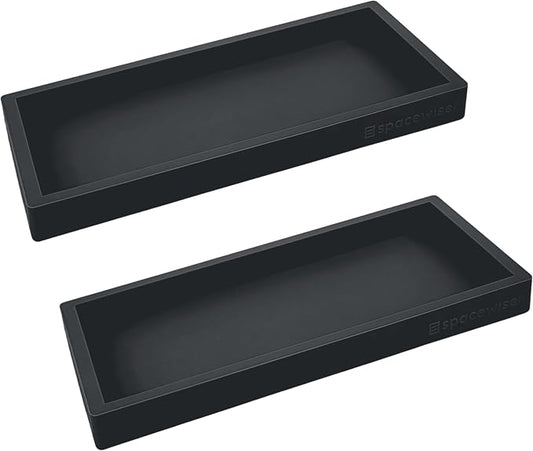 Spacewiser Countertop and Vanity Tray - 2 PC Small 7.7" Silicone Bathroom Trays, Kitchen Soap Tray, Dish Sponge Soap Holder Kitchen Sink Organizer Caddy, Bathroom Counter Trays for Lotion Dispenser