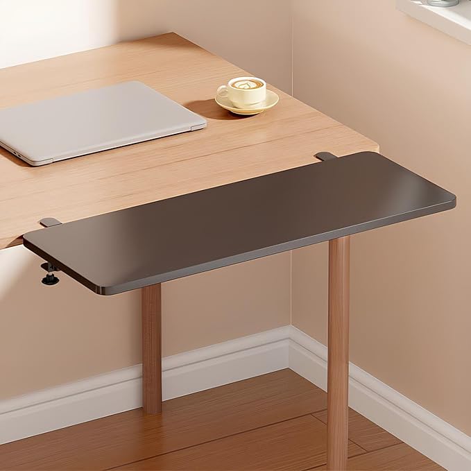 Desk Extender Tray, Wall Mounted Folding Table for Small Spaces, Computer Keyboard Tray with Punch-Free Clamp, Foldable Desk Extension Board for Home Office(Black,70 * 20cm/27.6 * 7.9in)