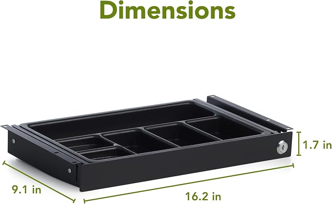 PERFECT POSTURE Max Under Desk Storage Drawer – Large Desk Drawer with Lock for Regular & Sit-Stand Standing Desks, Black (16.2” x 9.3")