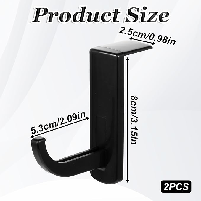 2pcs Monitor Headphone Stand Hook Headset Holder Hanger Adhesive Gaming Earphones Hanger Stick-on Support for Computer Over Ear Earphone Monitor Screen Edge Wall Mount Gaming Desk Accessories