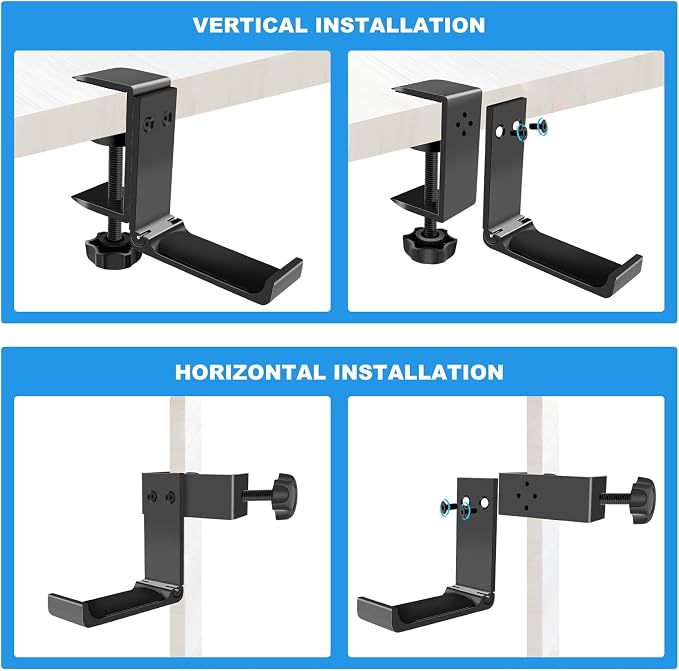 1PCS Headphone Stand Hanger Holder, Foldable Aluminum Desk Headphone, Universal Space Saving Headset Stand Multifunctional Under Desk Hanger for Home Office