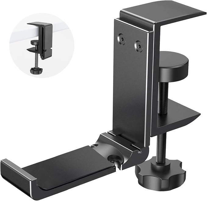 Aluminium Headphone Stand Hanger Under Desk, Foldable Headset Holder with Cable Organizer, Adjustable Clamp-On Headphone Hook, Non-Slip Desk Mount for Gaming Headphones, Bags & Accessories