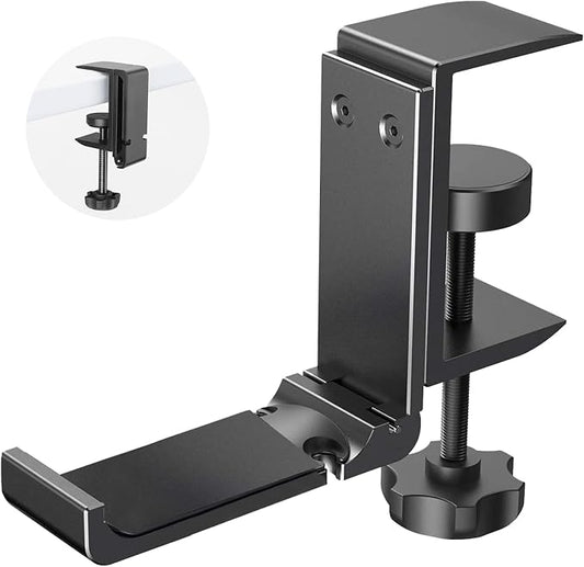 Aluminium Headphone Stand Hanger Under Desk, Foldable Headset Holder with Cable Organizer, Adjustable Clamp-On Headphone Hook, Non-Slip Desk Mount for Gaming Headphones, Bags & Accessories