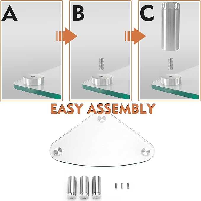 Hemudu Clear Glass Computer Monitor Riser / Triangle Desktop Universal Corner Stand for Computer Monitor & Laptop HD01T-003