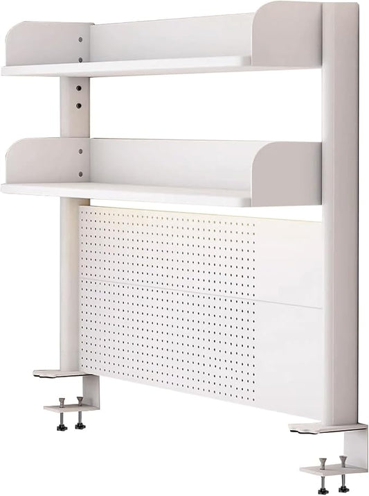 Clamp On Desk Organizer Shelf,White Desk Extender Pegboard Workstation,Computer Desk Accessories for Office, Privacy Panel for Gaming Desk,23.6/31.4/39.3in Desktop Shelving (white, 80cm/31.4in)