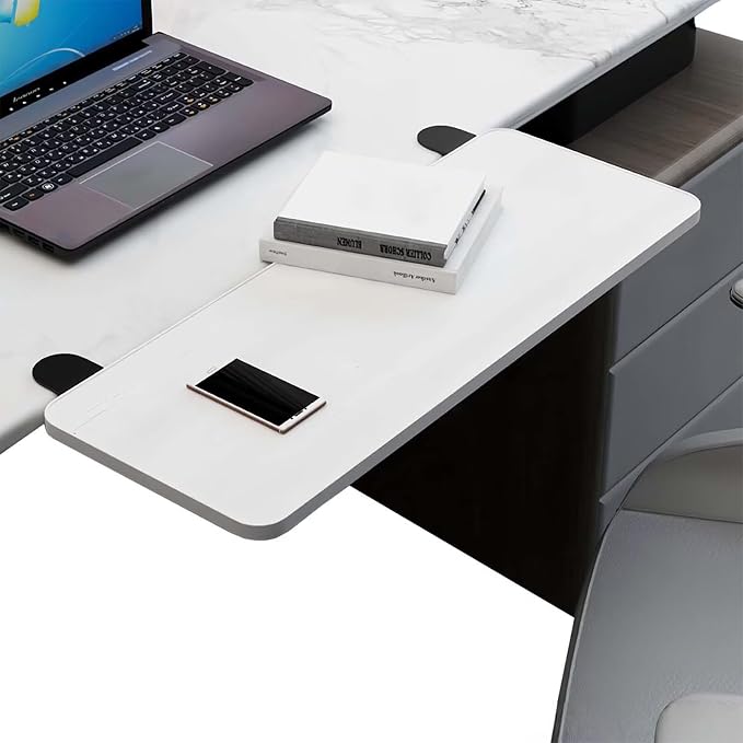 Clamp-On Desk Extender - Multi-Layer Solid Wood Foldable No-Drill Keyboard Tray & Arm Support for Desk, Office & Home Use