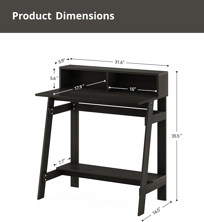 Small Desk for Bedroom, Computer Desk Office Desk with Storage, Corner Desk for Small Space, Dark Brown