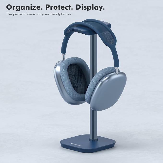 Headphone Stand, Desktop Headset Holder Heavy Base Desk Earphone Stand Aluminum Gaming Headset Hanger Rack for AirPods Max, AirPods, AirPods Pro, Sony, Beats, Bose, Razer and More(Blue)