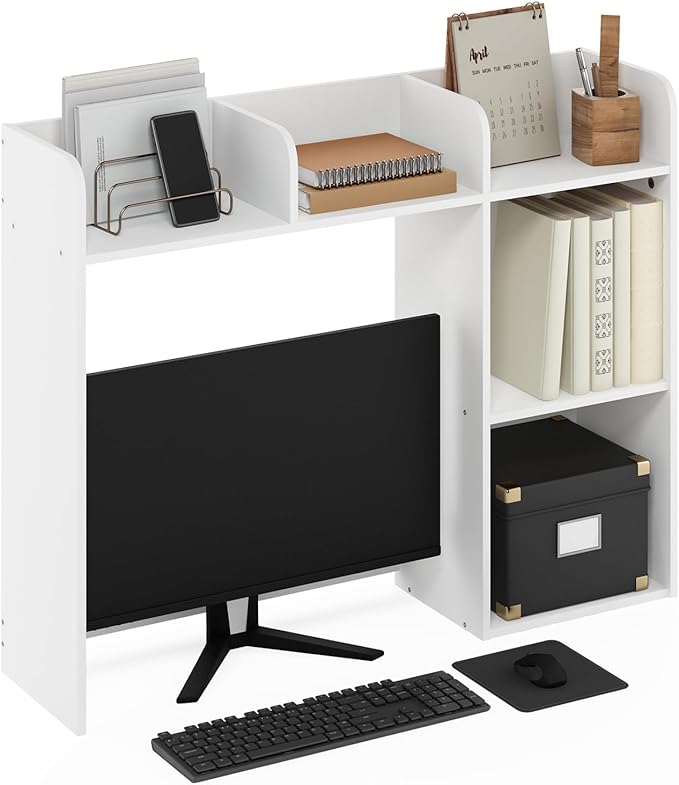 Furinno Classic Desk Shelf, 5-Shelf Desktop Hutch, Book Shelf, 3-Tier Desk Organzier, for Office Supplies, Office Desk Accessories, for Home Office, College, Dorm, Espresso