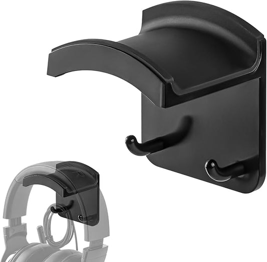 GEEKRIA Gaming Headphone Hook Holder, Wall Mount Headset Stand, Compatible with Bose, Sony, Sennheiser, AKG, JBL, Beats, Suitable for Home, Office, Recording Studio (Black)