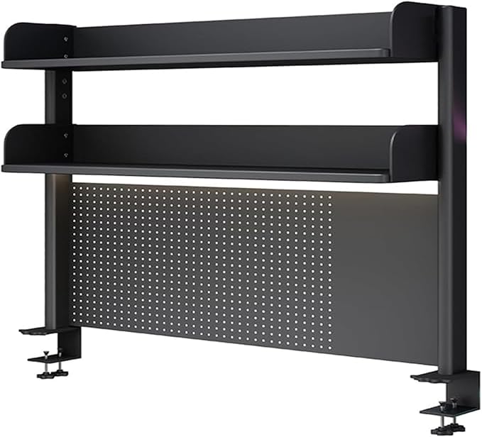 2 Tier Organizer Shelf Clamp On Desk 23 31 39in,Computer Desk Accessories for Office,Pegboard Workstation Desk Extender,Privacy Panel for Gaming Desk Desktop Shelving System(60cm/23.6in)