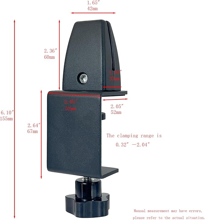 Sneeze Guard Support Clips for 1/8" to 0.51" Thick Panel, Adjustable Desk Divider Clips, Aluminum Desk Partition Clamp, Acrylic Plexiglass Partition Clips Black, Desk Privacy Panel Clamps 6 Pack