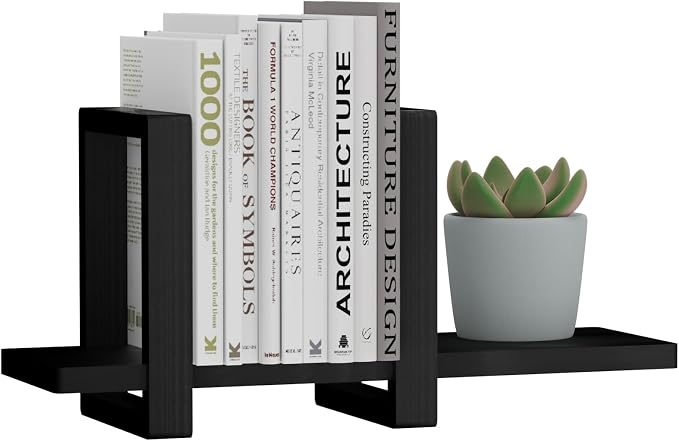 100% Solid Wood Adjustable Desktop Bookshelf, Retro Tabletop Bookshelf, Desk holder Shelf for Living Room, Home, Office, Perfect for Magazine, Books, Cookbooks, No Tools Required to Assemble (Black)
