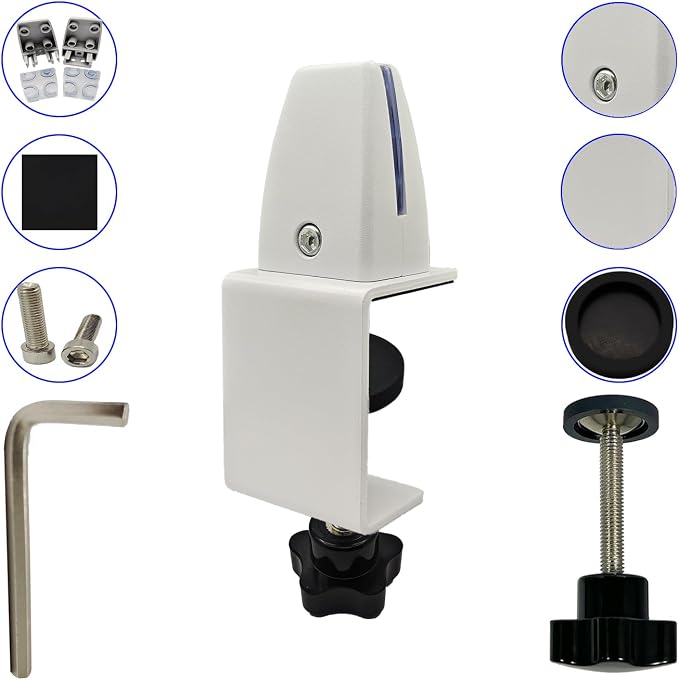 Divider Clamp For 1/8" To 0.51" Panel, Adjustable Partition Clamp For 0.32" To 2.04" Desktop, Standing Desk Accessories For Privacy Folders, White Sneeze Guard Holder 2-Pack